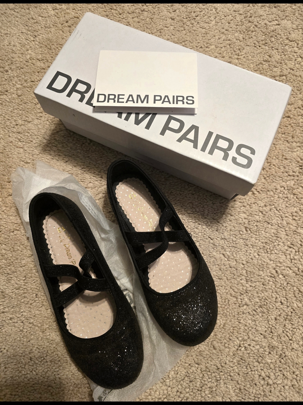 Dream Pairs Black Glitter Kids Mary Jane Dress Shoes